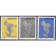 Mayotte 2004 Yvert 150 - 152 Neuf ** Cote (2017) 2.60 € Carte de l'île