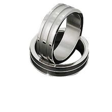 Men's 316L Stainless Steel 2 Ribbed linear Ring
