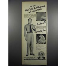 1950 Lee Work Clothes Ad - Feel The Difference