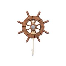 Pack Of 2] Rustic Wood Finish Decorative Ship Wheel with Seashell and Hook 8...