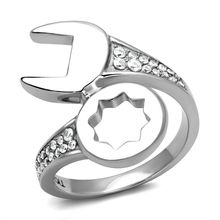 TK3097 - High polished (no plating) Stainless Steel Ring with AAA Grade CZ i...