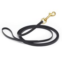 Dog Pet Leash Black w/ Brass Hardware W 3/8" - L15'