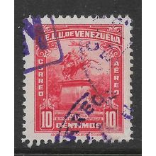 VENEZUELA 1940 STATUE OF BOLIVAR AT CARCACAS 10c RED SG627 FINE USED#2