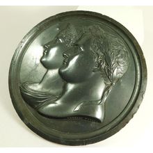 Antique Napoleon Bonaparte & Josephine Large Lead Relief Plaque Andrieu Fecit