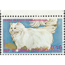 EQUATORIAL GUINEA, CAT, White Persian, blue 1976, 0.15Ek