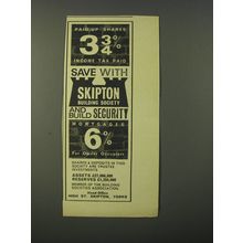 1964 Skipton Building Society Ad - Paid-up Shares 3 3/4& Income Tax paid