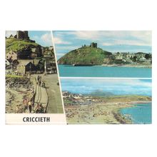 multiview, CRICCIETH, GWYNEDD, WALES ..used postcard 1973 pm =