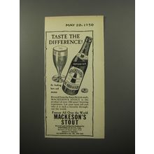 1950 Mackeson's Stout Beer Ad - Taste the difference!