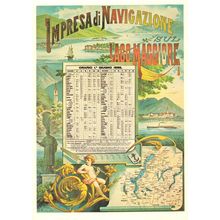 Impresa Di Navigazione Lado Macciore Boat Timetable Swiss Postcard