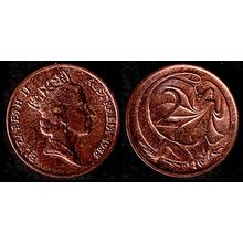 Australia Two Cent 1988 Used. Coin Frilled neck-lizard 2c QE II