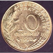 1994 France 10 Centimes Coin Bee