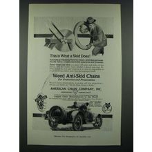 1919 American Chain Company Weed Anti-Skid Chains Ad - What A Skid Does