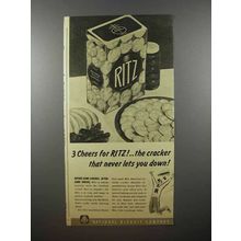 1940 Ritz Cracker Ad - 3 Cheers for Ritz!