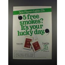 1986 Players Cigarette Ad - Your Lucky Day