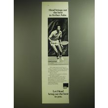 1974 Head Comp Tennis Racket Ad - Head brings out the best in Arthur Ashe