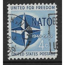 USA 1959 4c BLUE ANNIVERSARY OF NATO SG 1126 FINE USED#