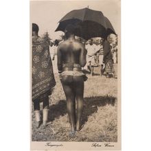 Tanganyika Umbrella Woman East African Vintage Real Photo Postcrd