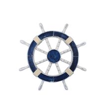Rustic Dark Blue Decorative Ship Wheel 18""