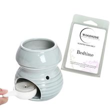 Wax Melt Burner with Tea Light Spoon - Grey With Woodside Bedtime Wax Melt