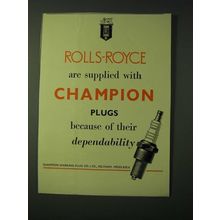 1955 Champion Spark Plugs Ad - Rolls-Royce are supplied with Champion Plugs