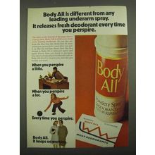 1974 Body All Deodorant Ad - Different from Any Spray