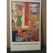SAUCY SEASIDE POSTCARD vintage humour by H.L. & Co. 'NOT MUCH ON TODAY' =