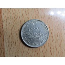 France Republic 1967 1 Franc Coin