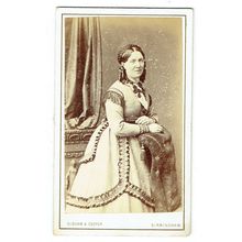 Victorian cdv photo young lady hat ringlets Birmingham photographer