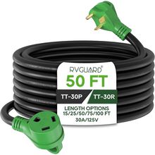 RVGUARD 30 Amp 50 Foot RV Extension Cord, Heavy Duty 10/3 Gauge STW Cord with LE