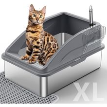 Stainless Steel Litter Box, Extra Large Litter Boxes for Big Cats, XL Metal Cat