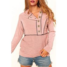 Pink Buttons Front Princess Line Out Seam Hoodie