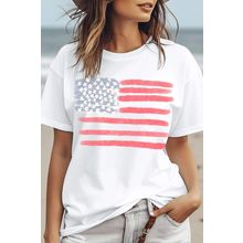 White American Flag Pattern Crew Neck Short Sleeve Tee