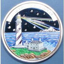 Lighthouse. Challenge Coin. 1.50". Silver Tone. 87b.