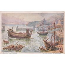 Roman Ships Harbour Forum Italian Antique Latin School Trading Card