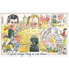 George Bush Iraq War Fire Disaster On Castle Comic Humour Postcard