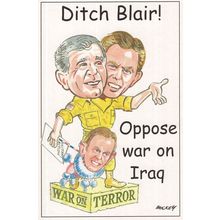 President Bush Tony Blair As Siamese Twins Iraq War Postcard