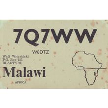 Malawi Africa 1960s Vintage Map QSL Radio Card