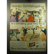 1957 Schlitz Beer Ad - Holiday Schlitztogether or a Schlitzing good time for all