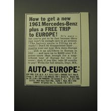 1960 Auto-Europe Cars Ad - How to get a new 1961 Mercedes-Benz