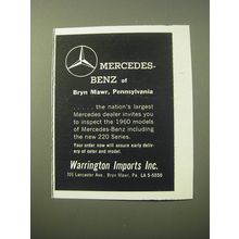 1960 Mercedes-Benz Cars Advertisement - Bryn Mawr, Pennsylvania