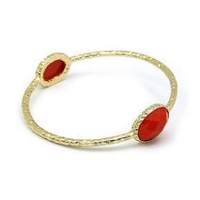Bangle Bracelets w/ Coral Like Stones - Coral Color - BR-81189CO