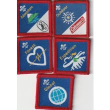 Scout Badges - 5 x Scout Various Challenges - 1 White/4 Black Backs (BY93)