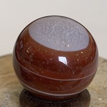 MINI Banded Red Carnelian Sphere Crystal Ball Carved Orb Miniature wStand .5" 8g