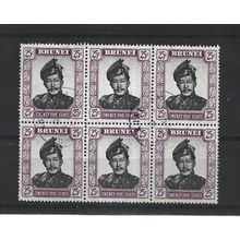 Brunei.SG109 25c Sultan Omar Ali Saifuddin Block of 6.Fine Used.Aug25