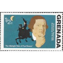 GRENADA, Paul Revere's midnight ride, blue 1975, ½c