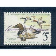 Used RW42 $5 Canvasback Ducks and Decoy Very Fine C1056