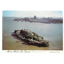 ALCATRAZ ISLAND , SAN FRANCISCO BAY .used postcard 1975 postmark =