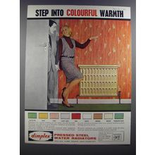 1964 Dimplex Pressed Steel Water Radiators Ad - Step into colourful warmth