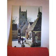 CHURCH & MARKET CROSS, CASTLE COMBE, WILTSHIRE unused postcard by Judges =