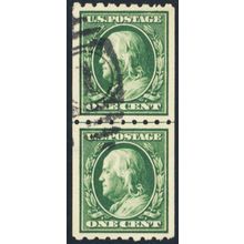 390, Used 1¢ VF/XF Genuine Coil Line Pair * Stuart Katz